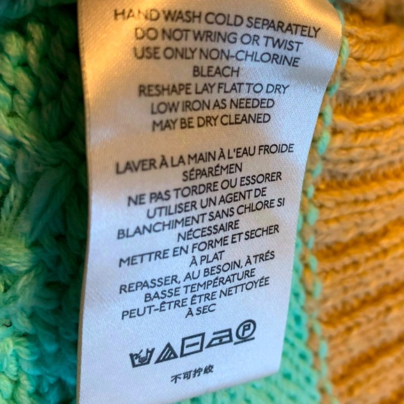 Free People Pembrook Sweater Stripe Cable Knit Mint Tan V Neck Collar Size: XS - Picture 7 of 7